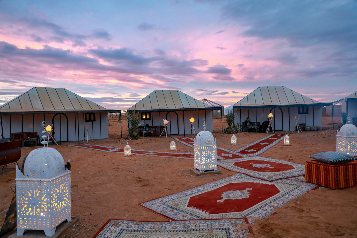 Merzouga desert camp on the Fes to Marrakech desert tour