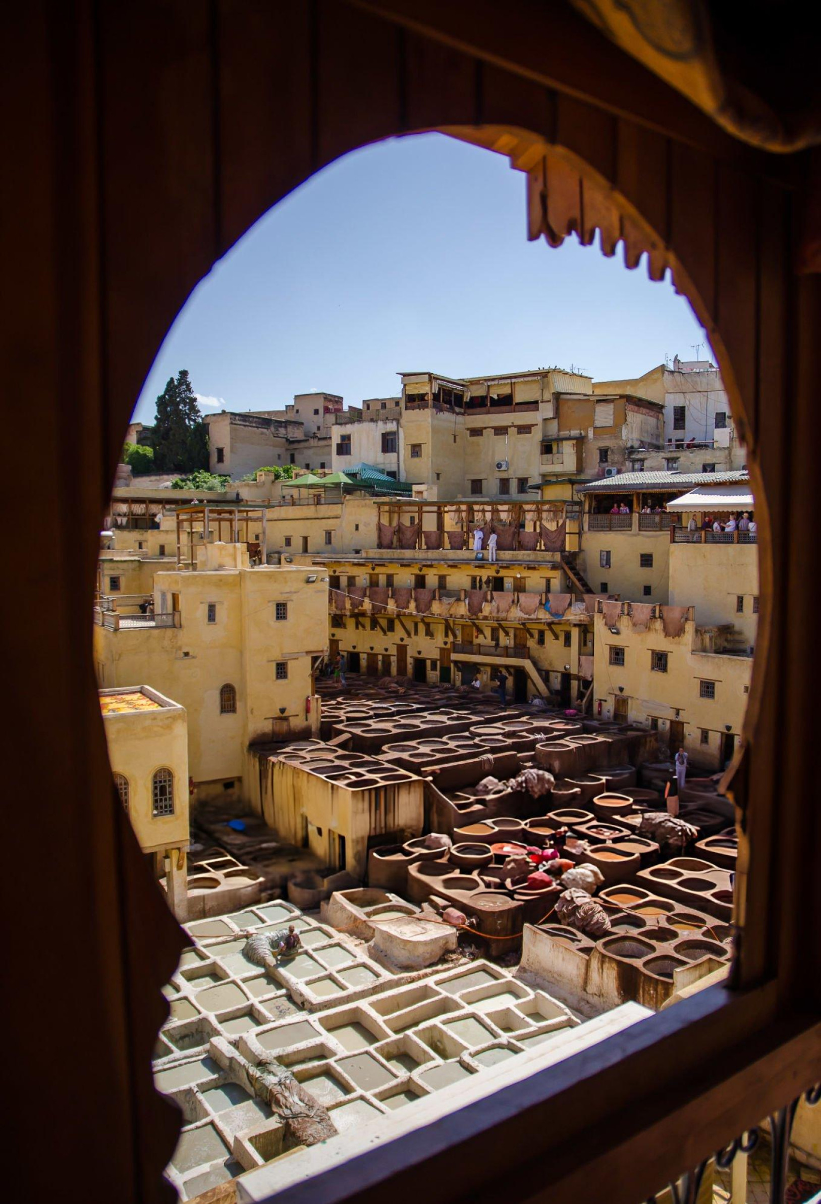 Traditional tanneries in Fes, Morocco